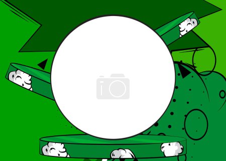 Ilustración de Forma de círculo en blanco en cómics de arte pop verde Ilustración de fondo. Dibujos animados vector Libro de historietas fondo. - Imagen libre de derechos