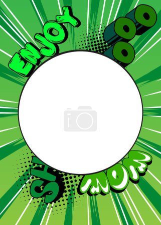 Téléchargez les illustrations : Blank Circle shape on Green pop art comics Background Illustration. Cartoon vector Comic Book background. - en licence libre de droit