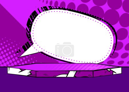 Téléchargez les illustrations : BD Hexagonal Purple podium de produit pour la présentation de maquettes. Présentation de la scène graphique de bande dessinée. Illustration de vitrine vectorielle. - en licence libre de droit