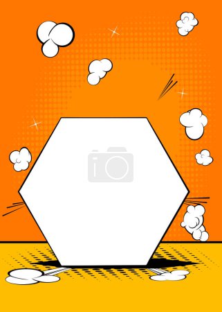 Téléchargez les illustrations : Fond de bande dessinée jaune avec forme hexagonale vierge. Illustration vectorielle abstraite du Pop Art. - en licence libre de droit