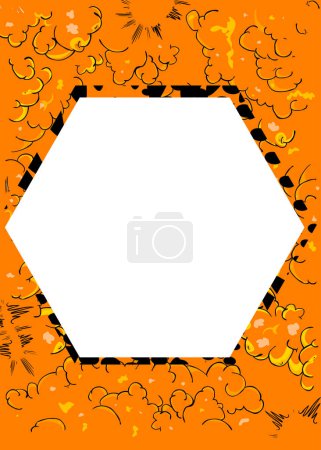 Ilustración de Yellow Comic Book Background with blank Hexagonal shape. Abstract Pop Art Vector Illustration. - Imagen libre de derechos