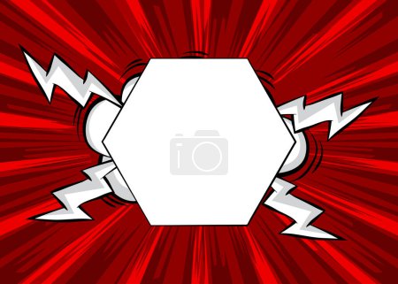 Téléchargez les illustrations : Fond Pop Art Rouge avec forme hexagonale vierge. Illustration vectorielle de bande dessinée abstraite. - en licence libre de droit