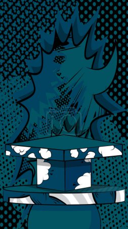 Ilustración de Arte pop abstracto Sherpa Blue Podio publicitario. Etapa de presentación del producto del cómic. Escena Vintage para presentación de maquetas, fondo. - Imagen libre de derechos