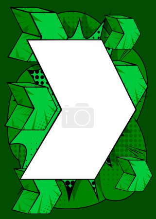Illustration for White, Blank Comic book arrow on green background poster. Comics abstract Symbol. Retro pop art Direction Sign. - Royalty Free Image