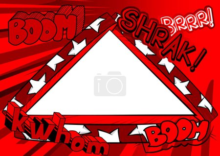 Illustration for Comic Book white Pyarmid with red pop art Background. Vector wallpaper illustration. Vintage banner. - Royalty Free Image