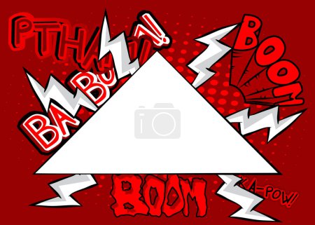 Illustration for Comic Book white Pyarmid with red pop art Background. Vector wallpaper illustration. Vintage banner. - Royalty Free Image