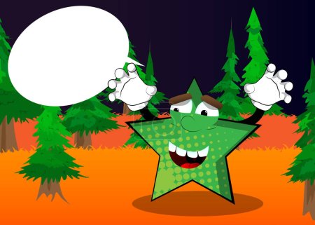 Illustration for Star is trying to scare you. Funny and cute cartoon character, with anthropomorphic face. - Royalty Free Image