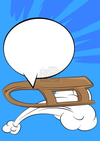Ilustración de Caricatura trineo con burbuja de habla en blanco, cómic fondo Toboggan. Diseño de arte pop retro vector cómics. - Imagen libre de derechos