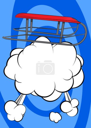 Ilustración de Caricatura trineo con burbuja de habla en blanco, cómic fondo Toboggan. Diseño de arte pop retro vector cómics. - Imagen libre de derechos