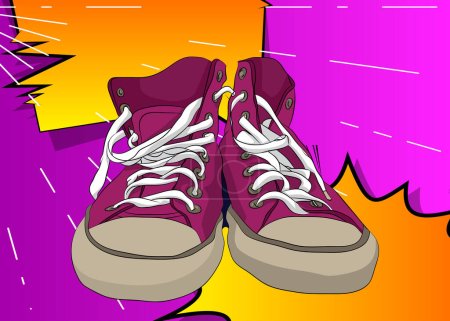 Ilustración de Zapato de dibujos animados, cómic Deportes Ropa Retro vector cómics pop art design. - Imagen libre de derechos