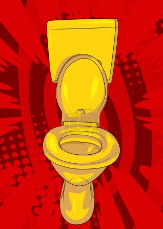 Téléchargez les illustrations : Toilettes à chasse d'eau de bande dessinée, toilettes de bande dessinée. BD vectorielles rétro pop art design. - en licence libre de droit