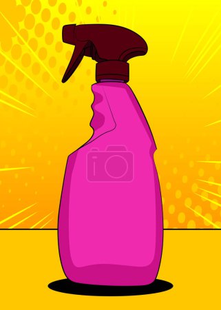 Ilustración de Producto de limpieza de dibujos animados, botella de aerosol de cómic. Diseño de arte pop retro vector cómics. - Imagen libre de derechos