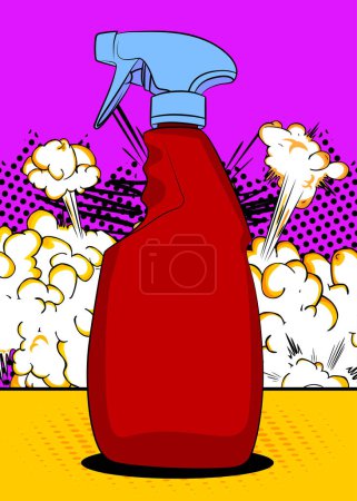 Illustration for Cartoon Cleaning Product, comic book Spray Bottle. Retro vector comics pop art design. - Royalty Free Image