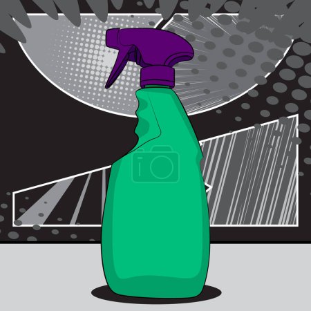 Illustration for Cartoon Cleaning Product, comic book Spray Bottle. Retro vector comics pop art design. - Royalty Free Image