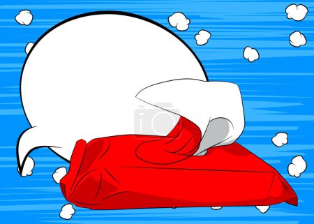 Ilustración de Caricatura Baby Wipe con burbuja de habla en blanco, cómic Wet Wipe fondo. Diseño de arte pop retro vector cómics. - Imagen libre de derechos