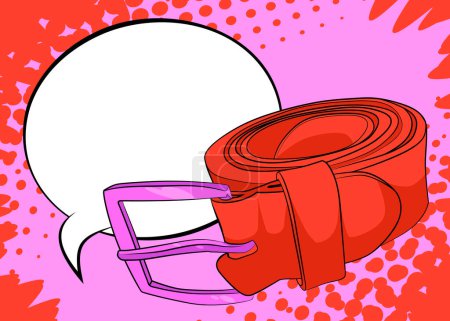 Illustration for Cartoon Men's Belts with blank speech bubble, comic book Personal Clothing Accessory background. Retro vector comics pop art design. - Royalty Free Image