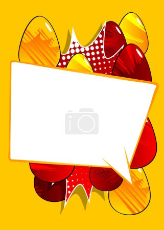 Illustration for Cartoon Easter Eggs with blank speech bubble, comic book Holiday Invitation background. Retro vector comics pop art design. - Royalty Free Image