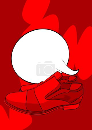 Illustration for Cartoon Elegant Shoes with blank speech bubble, comic book Leather Footwear background. Retro vector comics pop art design. - Royalty Free Image