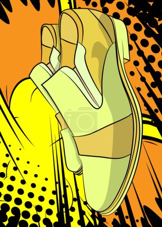 Illustration for Cartoon Elegant Shoes, comic book Formalwear. Retro vector comics pop art design. - Royalty Free Image