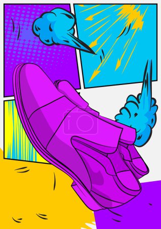 Ilustración de Zapatos elegantes de la historieta, ropa formal del cómic. Diseño de arte pop retro vector cómics. - Imagen libre de derechos