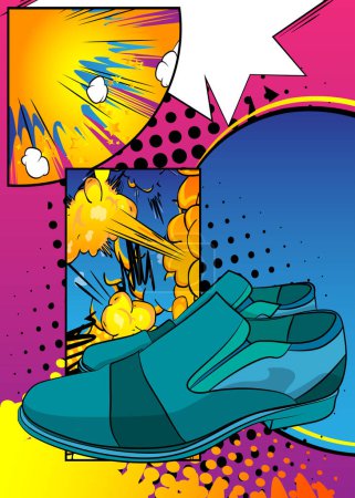 Illustration for Cartoon Elegant Shoes, comic book Formalwear. Retro vector comics pop art design. - Royalty Free Image