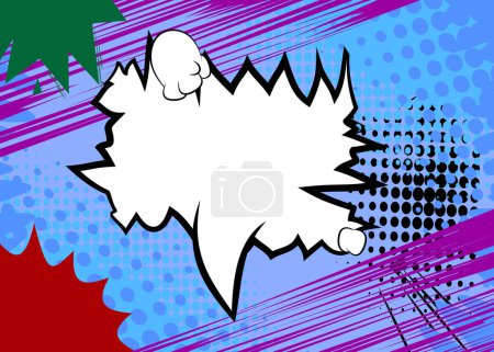 Illustration for Cartoon speech bubble with blank speech bubble, comic book background. Retro vector comics pop art design. - Royalty Free Image