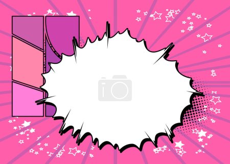 Illustration for Purple Cartoon Abstract Background, comic book speech bubble backdrop. Retro vector comics pop art design illustration. - Royalty Free Image