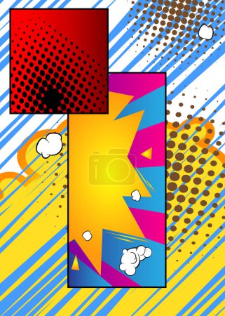 Illustration for Awesome Cartoon Background, comic book abstract page layout backdrop. Retro vector comics pop art design illustration. - Royalty Free Image