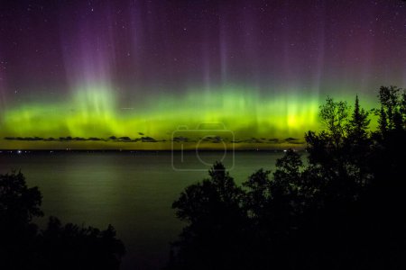 Photo for A medium shot of the 2022 labor day weekend aurora borealis show as seen from the cabin cliffside view - Royalty Free Image