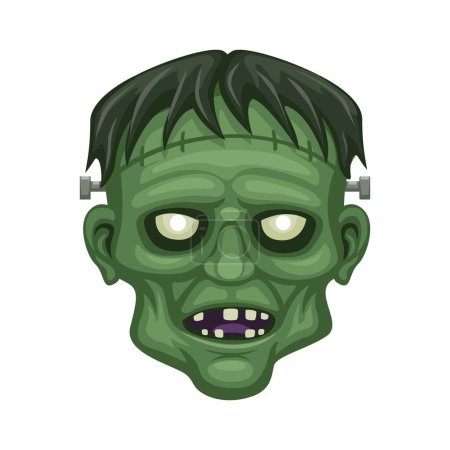 Téléchargez les illustrations : Frankenstein tête monstre personnage dessin animé illustration vecteur - en licence libre de droit