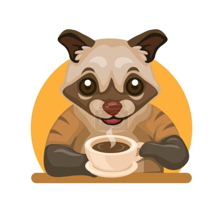 Ilustración de Civet bebida café mascota para Civet café bebida producto dibujos animados ilustración vector - Imagen libre de derechos
