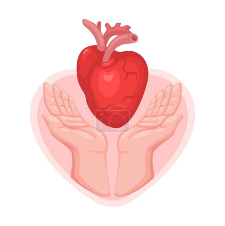 Illustration for World Organ Donation Day. heart transplantation symbol cartoon illustration vector - Royalty Free Image