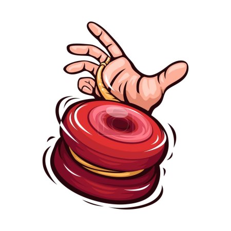 Illustration for Hand playing yoyo toy symbol mascot cartoon illustration vector - Royalty Free Image