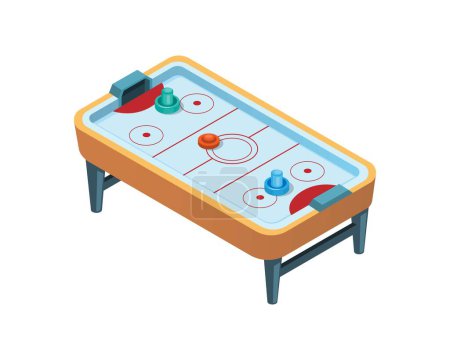 Téléchargez les illustrations : Air hockey table arcade game isometric illustration vector - en licence libre de droit