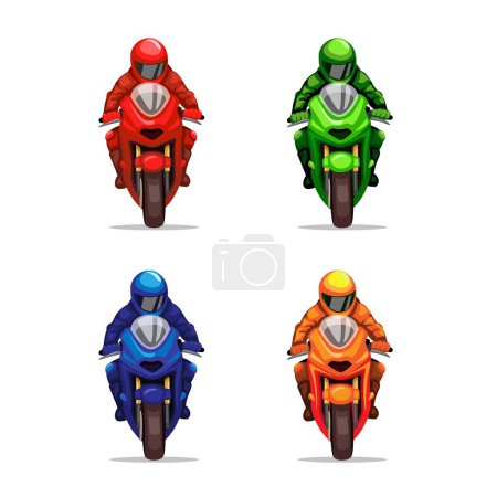 Illustration for Motorsport Racing front view with color variation collection set cartoon illustration vector - Royalty Free Image