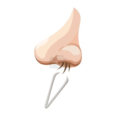 Illustration for Plucking Nose Hair With Tweezer Symbol Cartoon illustration Vector - Royalty Free Image