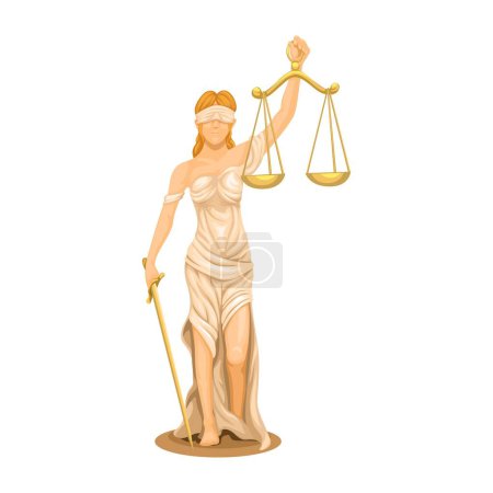 Illustration for Lady Justice Figure Character. Law Mascot Symbol Illustration Vector - Royalty Free Image