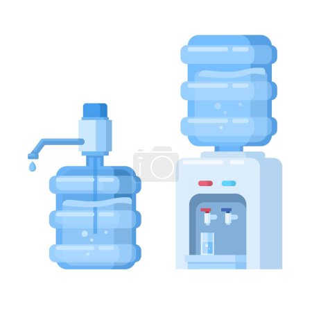 Illustration for Drinking Water Gallon And Dispenser Cartoon Flat Vector - Royalty Free Image
