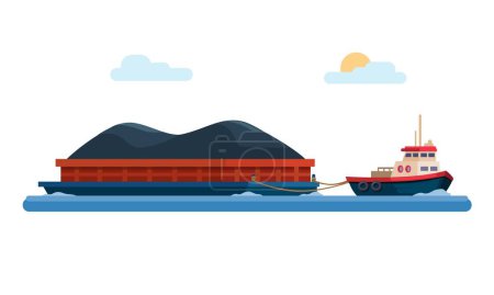 Illustration for Coal Ship Transportation Cartoon illustration Vector - Royalty Free Image
