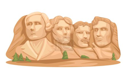 Ilustración de Mount Rushmore Cuatro Presidente Americano Figura Dibujos animados ilustración Vector - Imagen libre de derechos