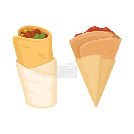 Ilustración de Kebab y crepes calle comida símbolo ilustración vector - Imagen libre de derechos