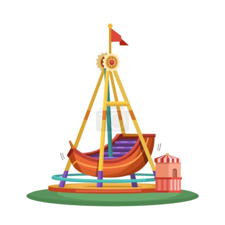 Illustration for Pirate Ship Ride Theme Park Cartoon illustration Vector - Royalty Free Image