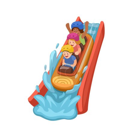Illustration for Water Coaster Ride Cartoon Illustration Vector - Royalty Free Image