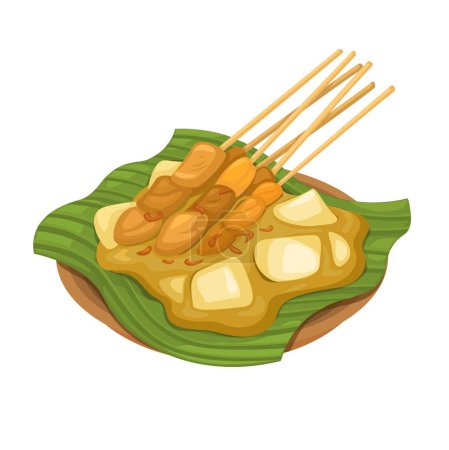 Sate Padang Indonesia Alimentos Dibujos animados ilustración Vector