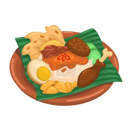 Gudeg Indonesian Traditional Food Cartoon Illustration Vector