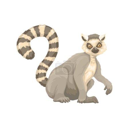 Téléchargez les illustrations : Anneau à queue Lemur Espèces animales Illustration vectorielle de bande dessinée - en licence libre de droit