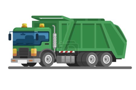 Vecteur d'illustration de dessin animé de camion à ordures