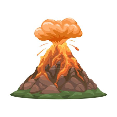 Illustration vectorielle de l'éruption volcanique de montagne