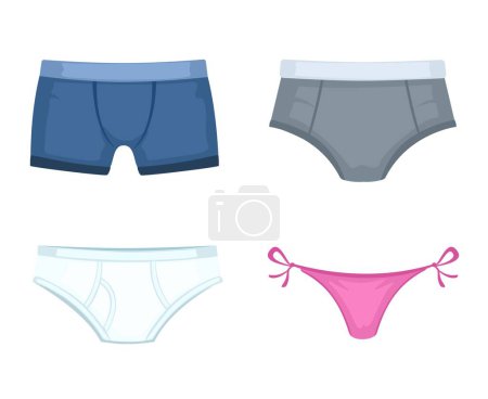 Under Wear Male And Female Collection Set Illustration Vector