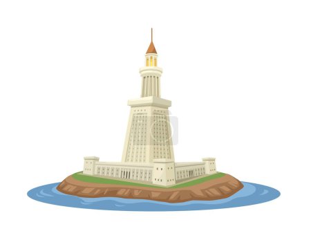 Lighthouse Of Alexandria built by the Ptolemaic Kingdom of Ancient Egypt Illustration Vector